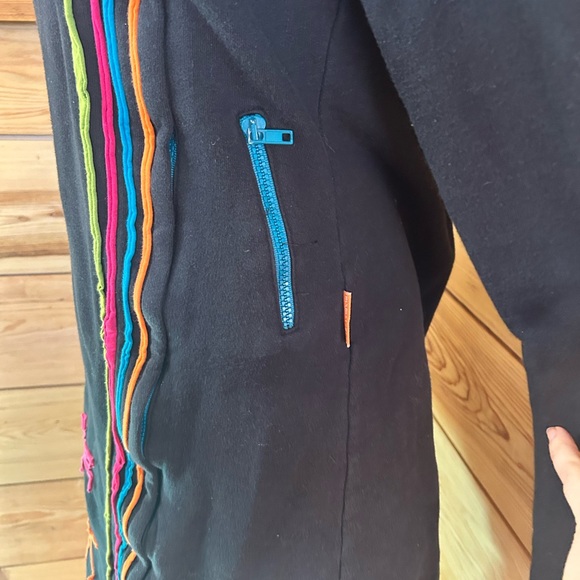 Vintage Black Boho Hippy Jacket Coat Festival Artsy Funky Asian Cotton Sz Large - Picture 6 of 14